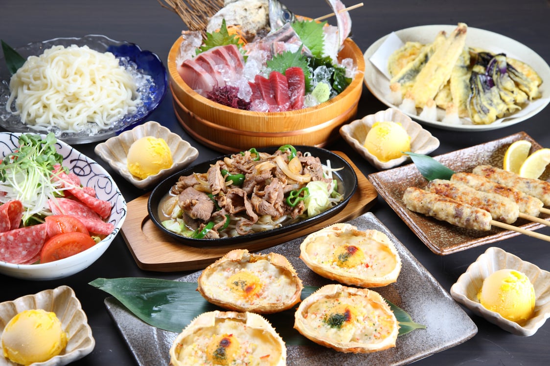 various dishes of Japanese Izakaya menu