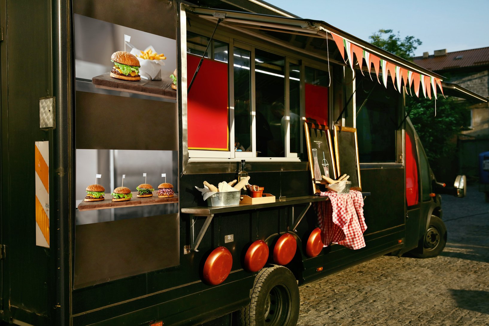 Food Truck Trailer On Street